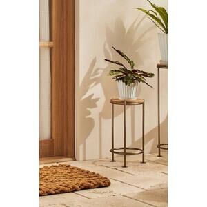 18" Wood & Brass Round Plant Stand - Hearth & Hand™ with Magnolia: Freestanding